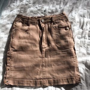 Tan Mini Skirt with Knot-Tied details